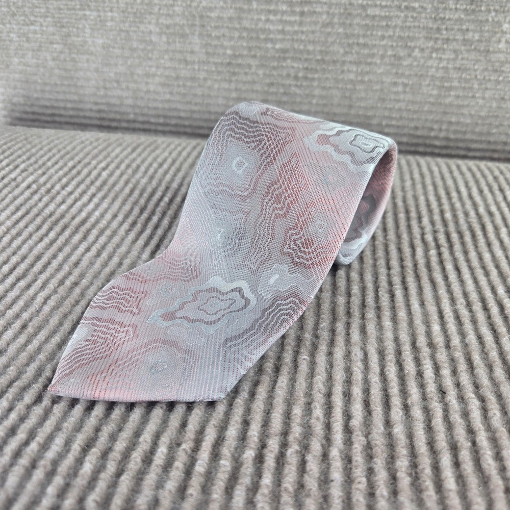 Liebert Mens Pink Silver Abstract Jacquard Woven Classic Necktie